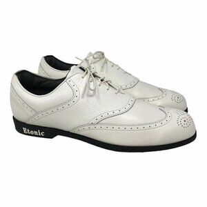 NEW Etonic Men's Stability Dri Tech XT Golf Shoes White Lace Up Leather 9 N
